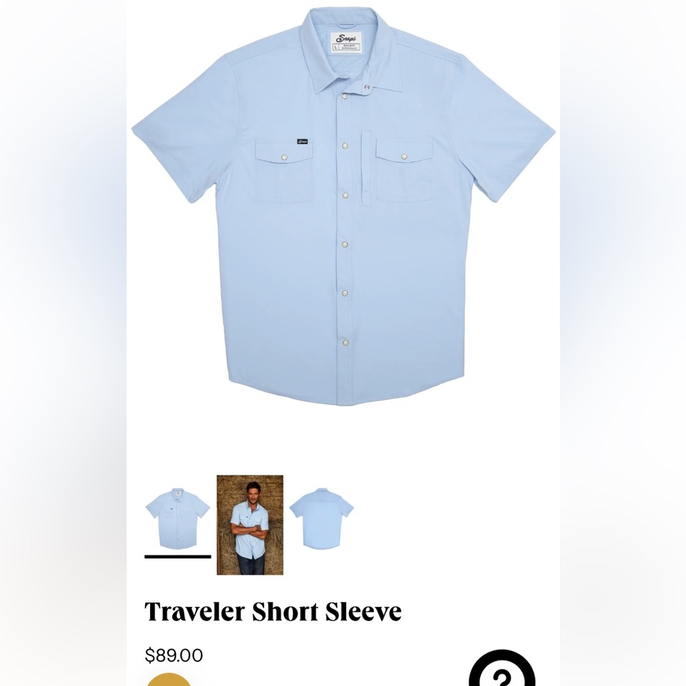 Snap Light Blue Short-Sleeve Button-Down Work Shirt